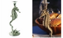 Vagabond House Pewter Seahorse Candlestick Holder Tall Centerpiece Display